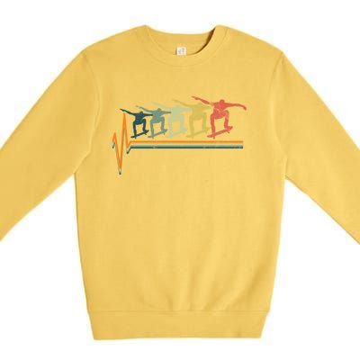 Skateboarding Skateboarder Heartbeat Retro Vintage Gift Premium Crewneck Sweatshirt