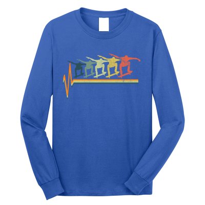 Skateboarding Skateboarder Heartbeat Retro Vintage Gift Long Sleeve Shirt