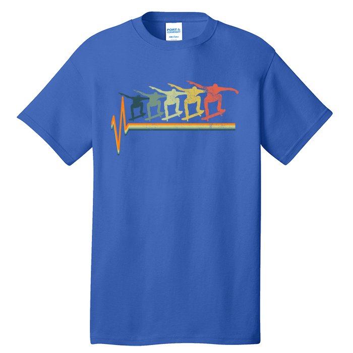 Skateboarding Skateboarder Heartbeat Retro Vintage Gift Tall T-Shirt