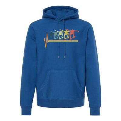 Skateboarding Skateboarder Heartbeat Retro Vintage Gift Premium Hoodie