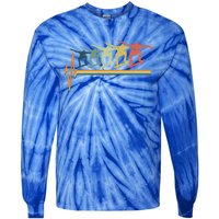 Skateboarding Skateboarder Heartbeat Retro Vintage Gift Tie-Dye Long Sleeve Shirt