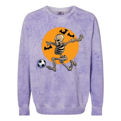 Soccer Skeleton Halloween Boy Soccer Player Halloween Colorblast Crewneck Sweatshirt