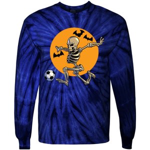 Soccer Skeleton Halloween Boy Soccer Player Halloween Tie-Dye Long Sleeve Shirt