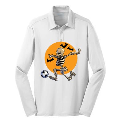 Soccer Skeleton Halloween Boy Soccer Player Halloween Silk Touch Performance Long Sleeve Polo