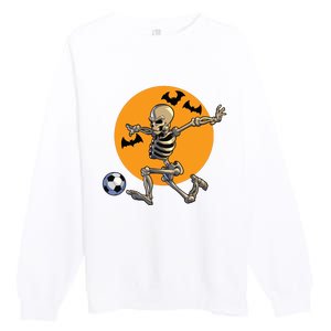 Soccer Skeleton Halloween Boy Soccer Player Halloween Premium Crewneck Sweatshirt