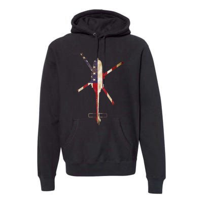 SH-60 Sea Hawk Military Helicopter Vintage Flag Premium Hoodie