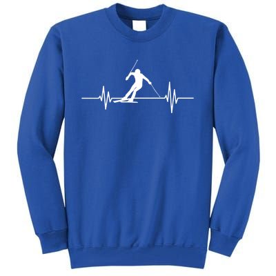 Skiing Ski Heartbeat For Skiers Winter Sports Fans Cute Gift Tall Sweatshirt