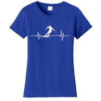 Skiing Ski Heartbeat For Skiers Winter Sports Fans Cute Gift Women's T-Shirt