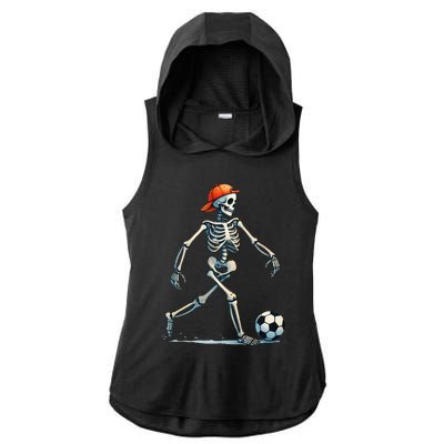 Skeleton Soccer Halloween Costume Ladies PosiCharge Tri-Blend Wicking Draft Hoodie Tank