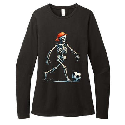 Skeleton Soccer Halloween Costume Womens CVC Long Sleeve Shirt