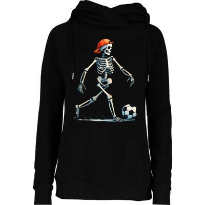 Skeleton Soccer Halloween Costume Womens Funnel Neck Pullover Hood