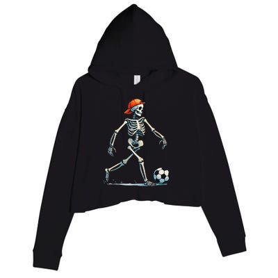 Skeleton Soccer Halloween Costume Crop Fleece Hoodie