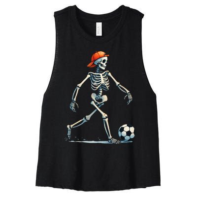 Skeleton Soccer Halloween Costume Women's Racerback Cropped Tank