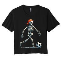 Skeleton Soccer Halloween Costume Women's Crop Top Tee