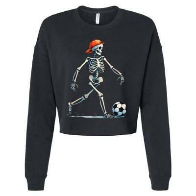 Skeleton Soccer Halloween Costume Cropped Pullover Crew