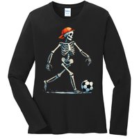 Skeleton Soccer Halloween Costume Ladies Long Sleeve Shirt