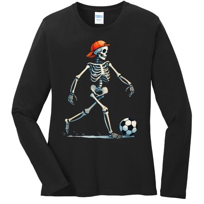 Skeleton Soccer Halloween Costume Ladies Long Sleeve Shirt