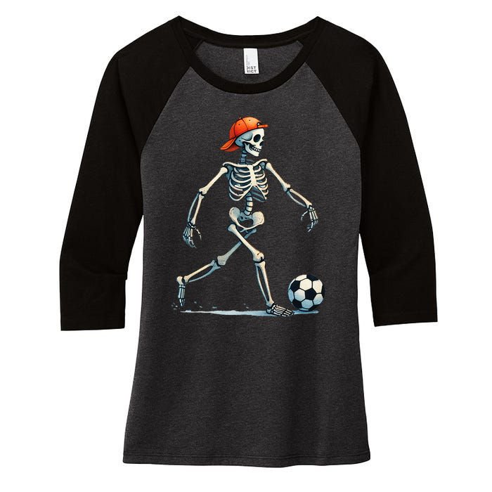 Skeleton Soccer Halloween Costume Women's Tri-Blend 3/4-Sleeve Raglan Shirt