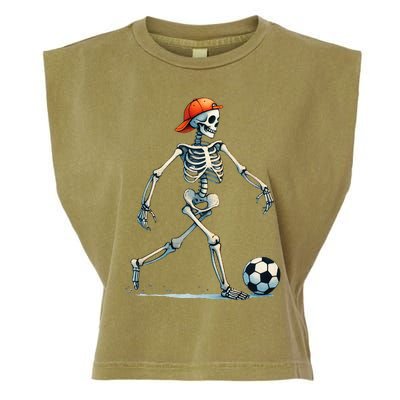 Skeleton Soccer Halloween Costume Garment-Dyed Women's Muscle Tee