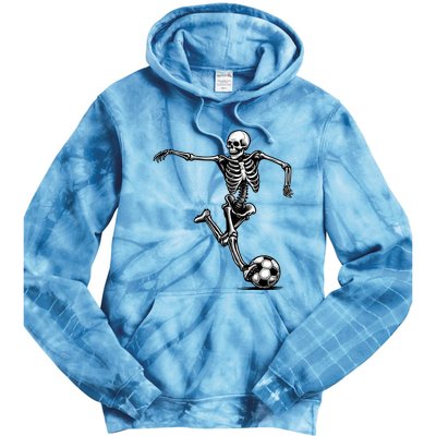 Skeleton Soccer Halloween Costume Funny Tie Dye Hoodie