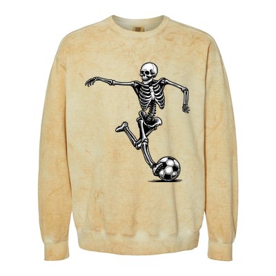 Skeleton Soccer Halloween Costume Funny Colorblast Crewneck Sweatshirt