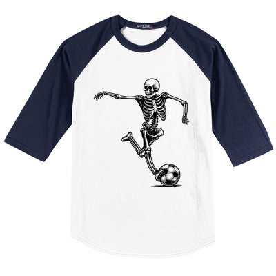 Skeleton Soccer Halloween Costume Funny Baseball Sleeve Shirt