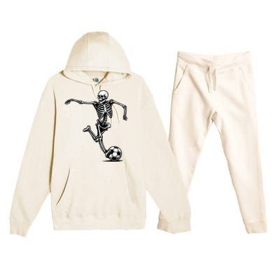 Skeleton Soccer Halloween Costume Funny Premium Hooded Sweatsuit Set