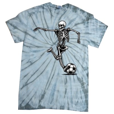 Skeleton Soccer Halloween Costume Funny Tie-Dye T-Shirt