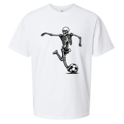 Skeleton Soccer Halloween Costume Funny Sueded Cloud Jersey T-Shirt