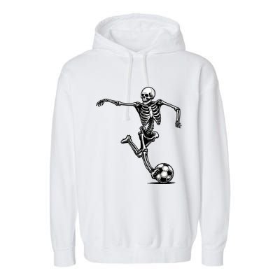 Skeleton Soccer Halloween Costume Funny Garment-Dyed Fleece Hoodie