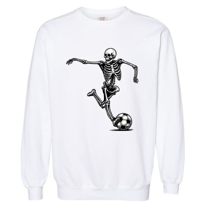 Skeleton Soccer Halloween Costume Funny Garment-Dyed Sweatshirt