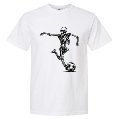 Skeleton Soccer Halloween Costume Funny Garment-Dyed Heavyweight T-Shirt