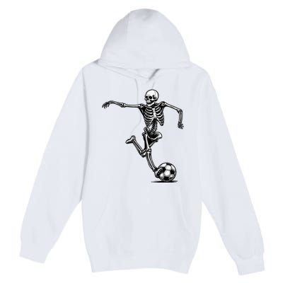 Skeleton Soccer Halloween Costume Funny Premium Pullover Hoodie