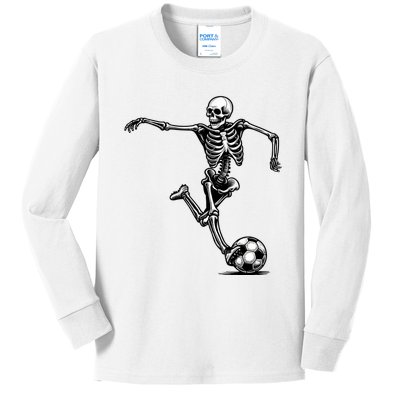 Skeleton Soccer Halloween Costume Funny Kids Long Sleeve Shirt