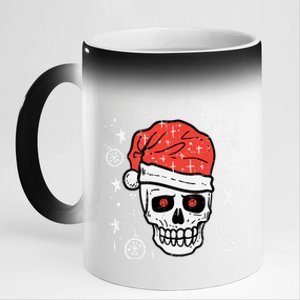 Skull Santa Hat Funny Christmas Xmas Pajama Gift 11oz Black Color Changing Mug