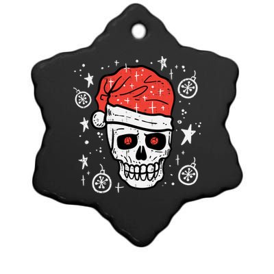 Skull Santa Hat Funny Christmas Xmas Pajama Gift Ceramic Star Ornament