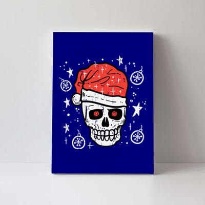 Skull Santa Hat Funny Christmas Xmas Pajama Gift Canvas