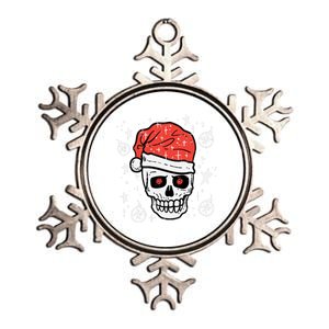 Skull Santa Hat Funny Christmas Xmas Pajama Gift Metallic Star Ornament