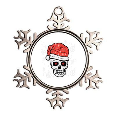 Skull Santa Hat Funny Christmas Xmas Pajama Gift Metallic Star Ornament