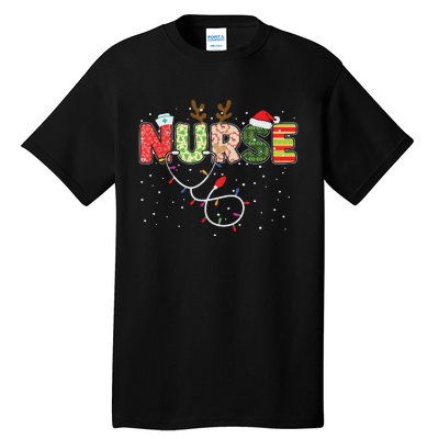 Stethoscope Santa Hat Reindeer Xmas Christmas Nurse Tall T-Shirt