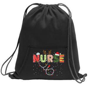 Stethoscope Santa Hat Reindeer Xmas Christmas Nurse Sweatshirt Cinch Pack Bag