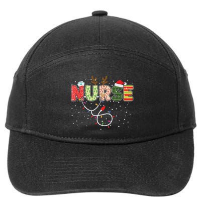 Stethoscope Santa Hat Reindeer Xmas Christmas Nurse 7-Panel Snapback Hat