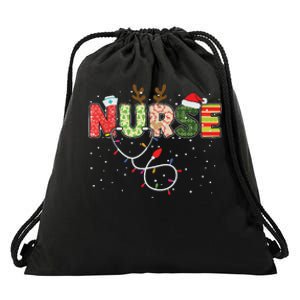 Stethoscope Santa Hat Reindeer Xmas Christmas Nurse Drawstring Bag