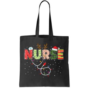 Stethoscope Santa Hat Reindeer Xmas Christmas Nurse Tote Bag