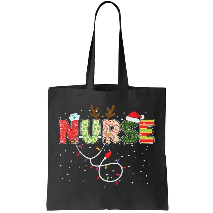 Stethoscope Santa Hat Reindeer Xmas Christmas Nurse Tote Bag