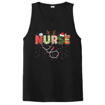 Stethoscope Santa Hat Reindeer Xmas Christmas Nurse PosiCharge Competitor Tank