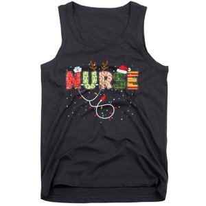 Stethoscope Santa Hat Reindeer Xmas Christmas Nurse Tank Top