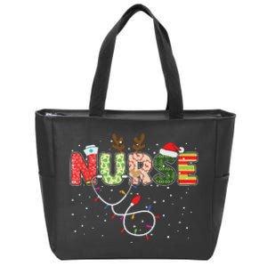 Stethoscope Santa Hat Reindeer Xmas Christmas Nurse Zip Tote Bag