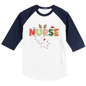 Stethoscope Santa Hat Reindeer Xmas Christmas Nurse Baseball Sleeve Shirt