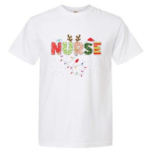 Stethoscope Santa Hat Reindeer Xmas Christmas Nurse Garment-Dyed Heavyweight T-Shirt